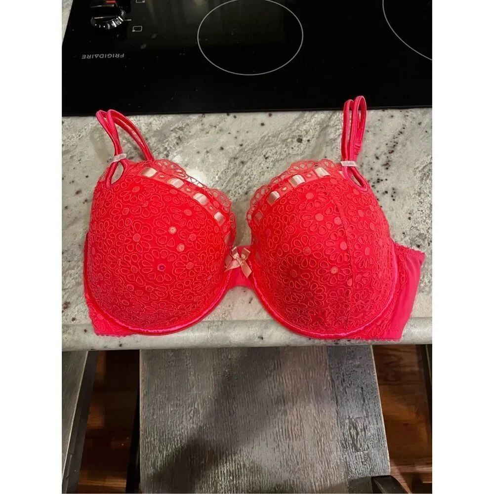 Victoria’s Secret Sexy Little Things Bright Pink Eyelet & Sequin Lined Underwire